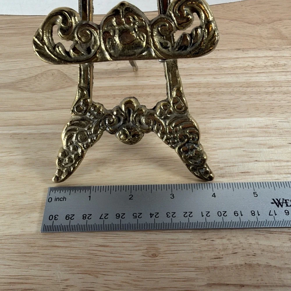 Victorian Vintage Brass Easel Mini Plate Stand 8
